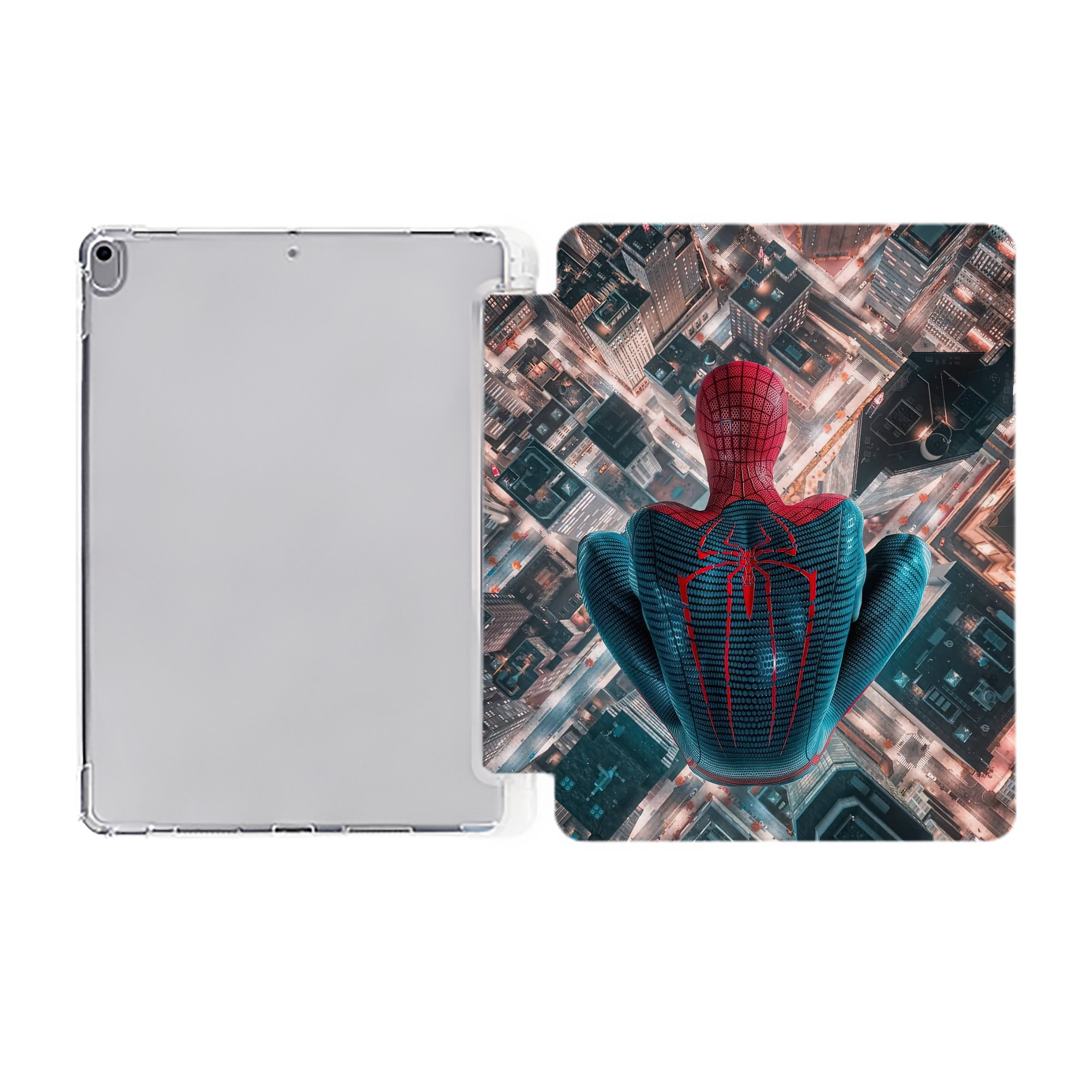 （画像用） Spider Man スパイダーマン IPad ケース ペン収納付き 三つ折りスタンド PUレザー×シリコン 対応機種9.5/10.5/10.9インチ